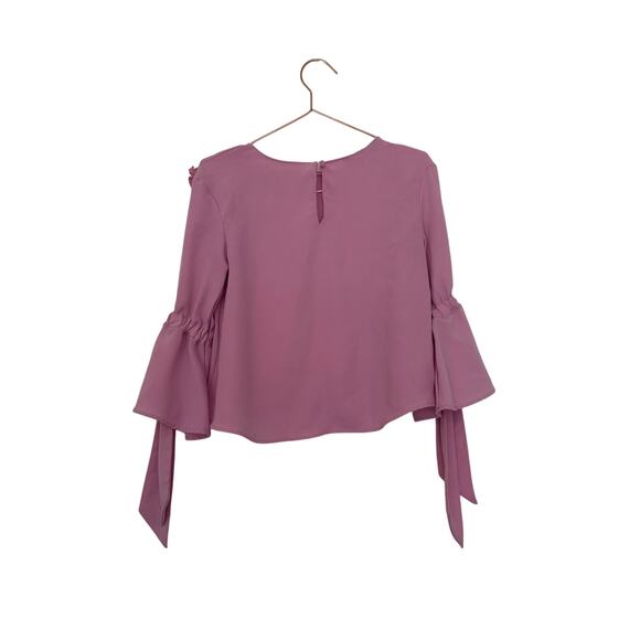 Zara basic pink ruffle blouse with tie sleeves size small - Picture 4 of 7